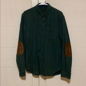 J Crew NWT Large Cotton+Wool Shirt Elbow patch